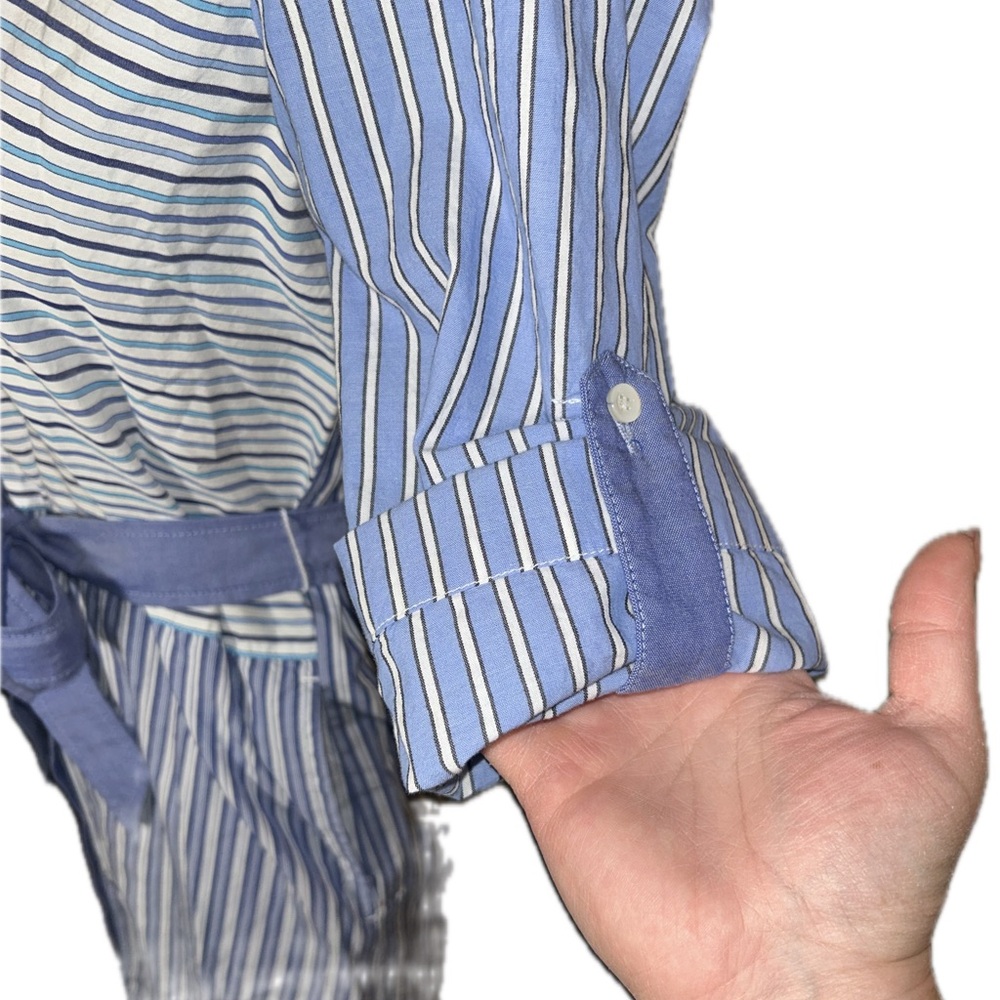 J McLaughlin Miranda Stripes Patchwork Poplin But… - image 5